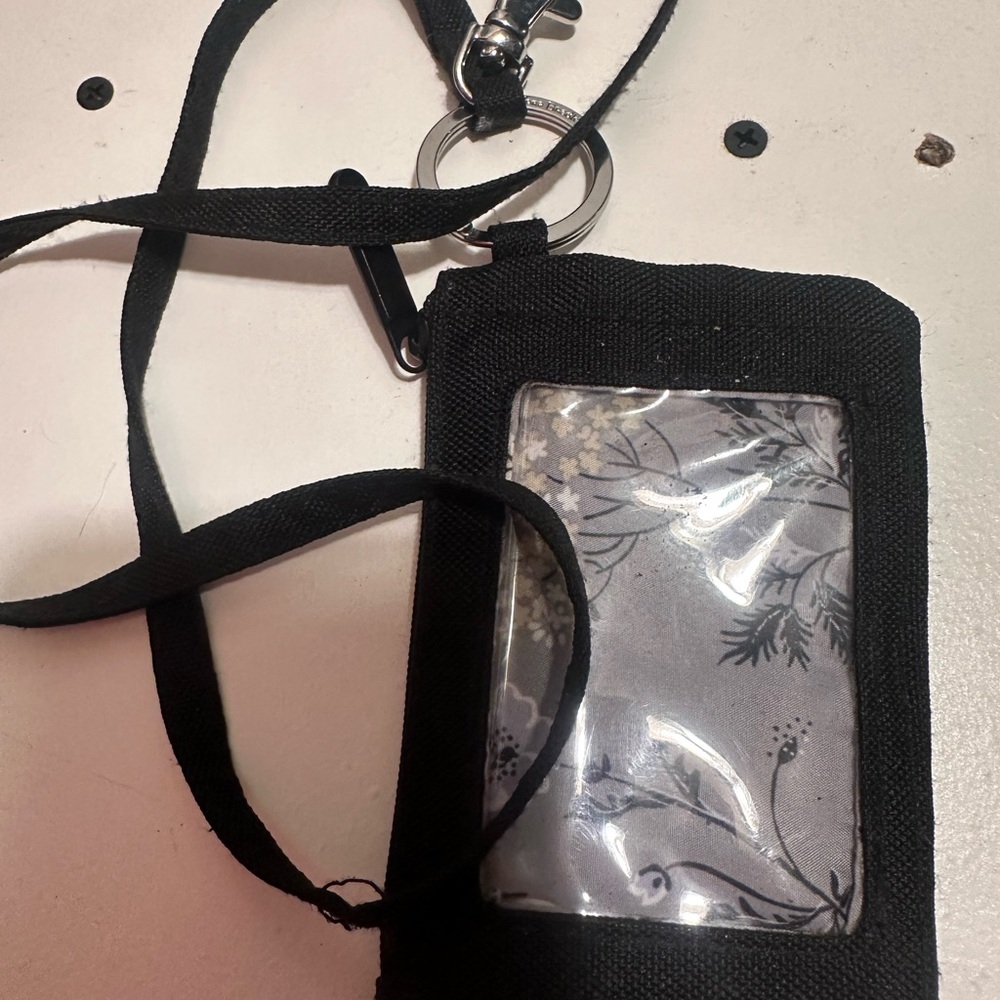 Vera Bradley Black and Gray Floral ID Holder